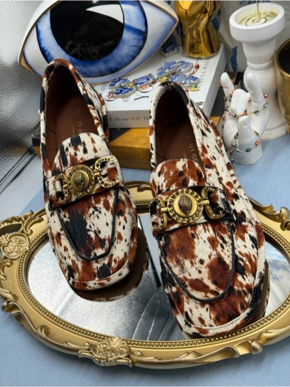 🆕 KURT GEIGER LONDON 🧿 NWOB Mansion Soft Loafer, Cow Print - Sz 39 US8.5 - Picture 5 of 16